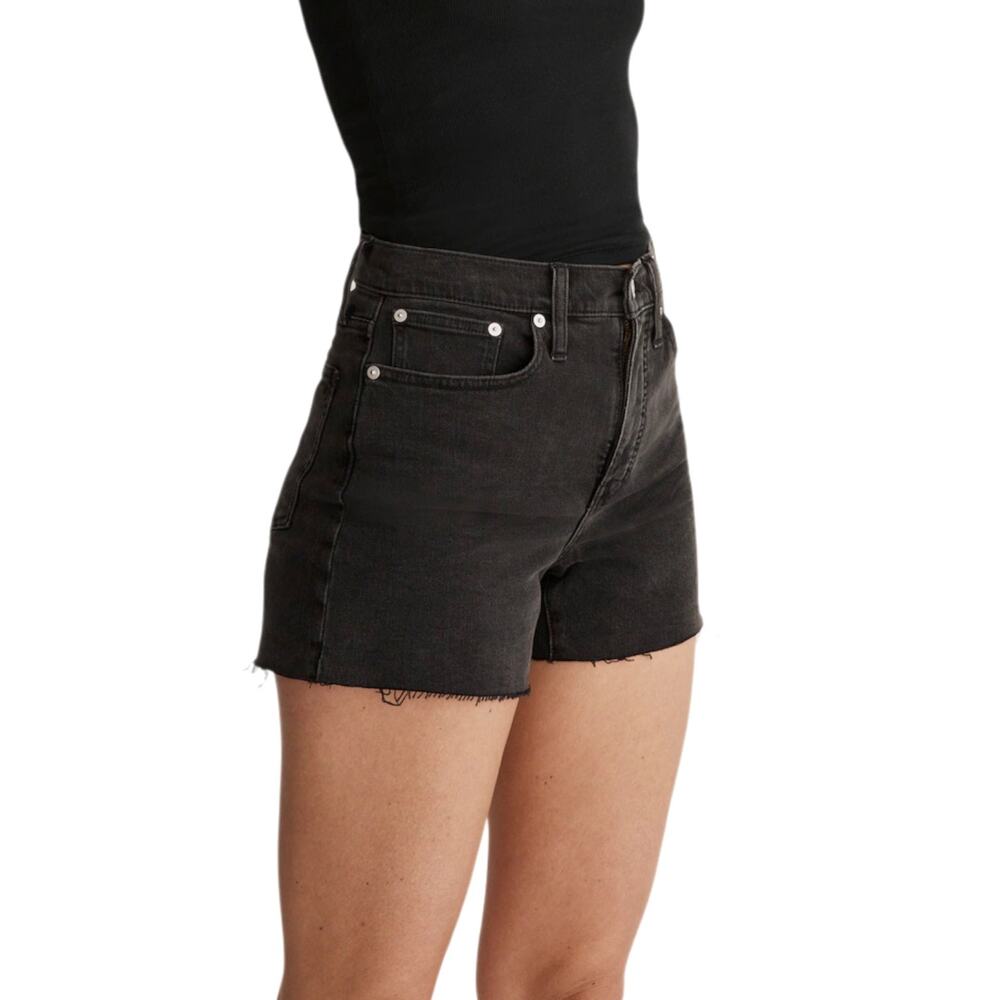Madewell Black High Rise Denim Shorts 29 Grunge Festival Edgy Indie Sleaze Y2K - Picture 12 of 16